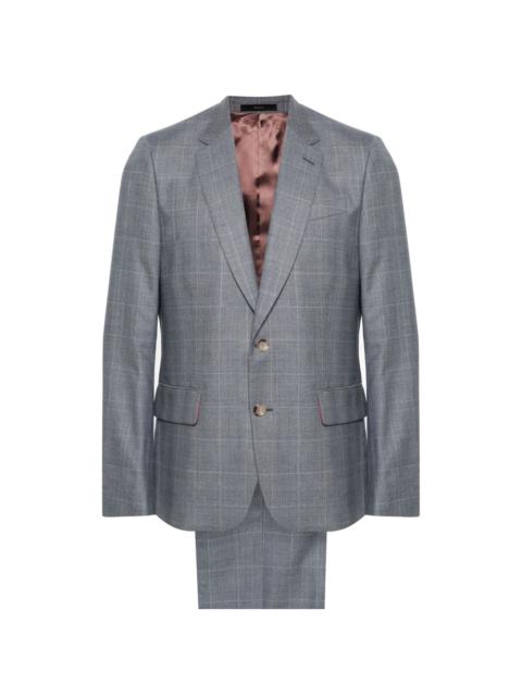 single-breasted check wool suit