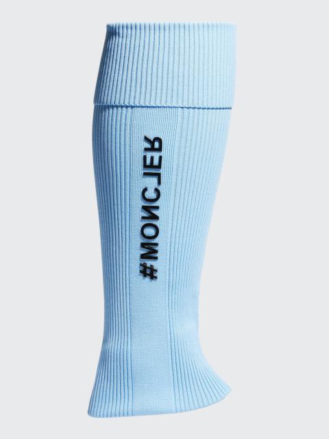 Moncler Men's Ribbed Logo Leg Warmer Socks