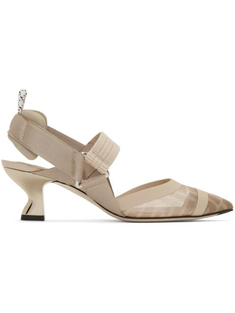 FENDI Pink Mesh Colibrì Slingback Heels
