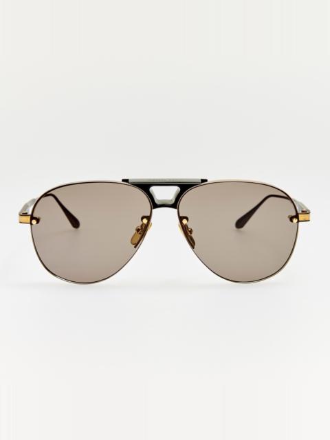 LINDA FARROW Taya Sunglasses in Matt Nickel and Black