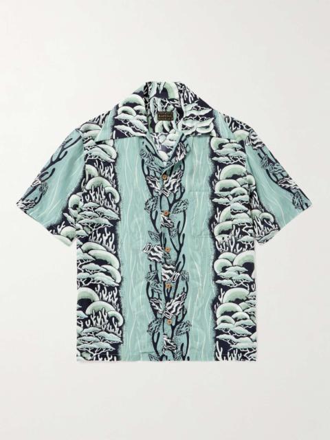 Camp-Collar Printed Cupro and Silk-Blend Shirt