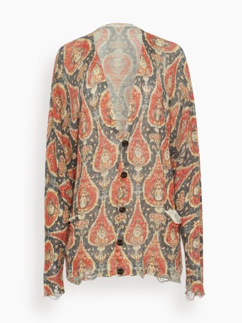 Printed Boyfriend Cardigan in Black/Red Multicolor