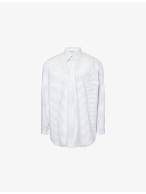 Acne Studios Striped Curved-Hem Cotton-Poplin Shirt