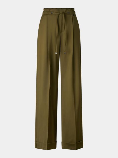 BOGNER Elfy Virgin Wool Pleated Pants in Olive