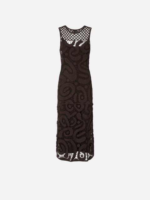 PINKO SLEEVELESS MIDI DRESS IN GEOMETRIC CROCHET