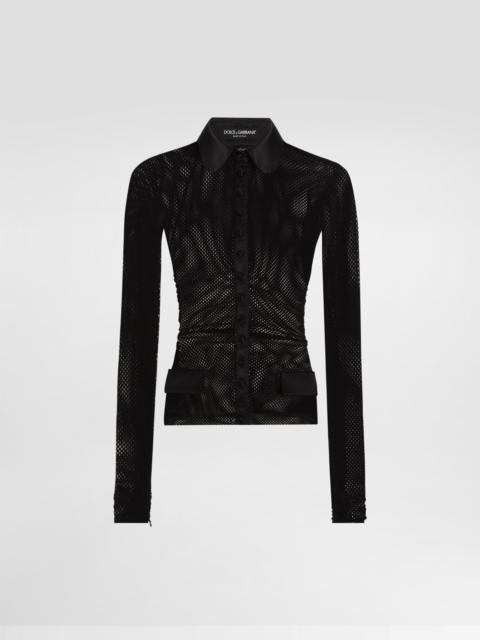 ジャケット DOLCE & GABBANA- SHORT DOUBLE-BREASTED WOOL CROCHET JACKET Short double-breasted wool crochet jacket in Black for Women