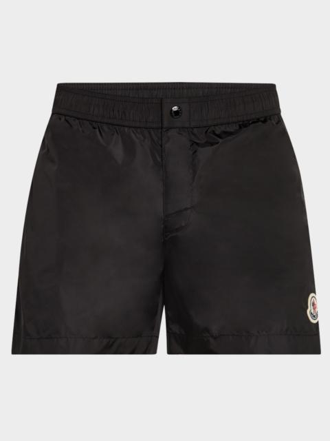 Moncler Men's Side-Stripe Nylon Swim Shorts