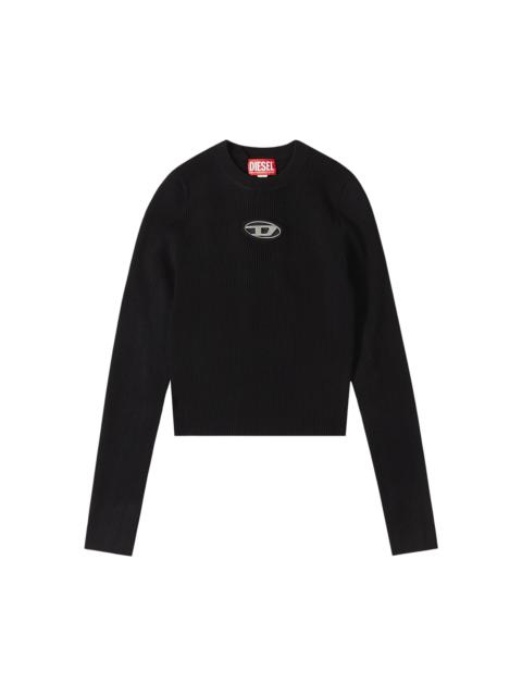 Diesel M-Valary Cropped Ribbed Roundneck Sweater 'Black'