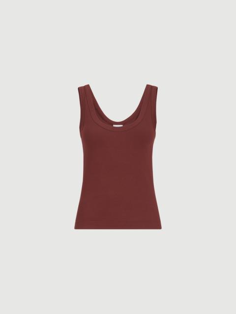 Brunello Cucinelli Stretch cotton ribbed jersey top with monili