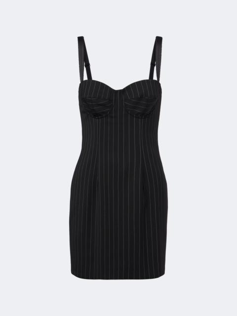 Dolce & Gabbana Pinstriped wool and silk-blend bustier dress