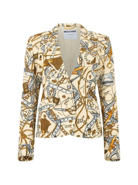 Moschino sewing-print slim-fit jacket