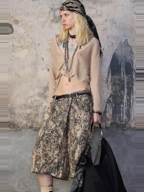 R13 3/4 SLEEVE TWISTED FRONT CARDIGAN