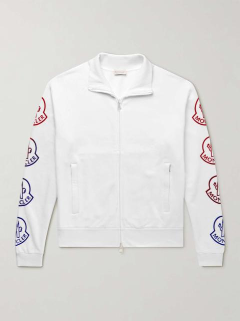 Logo-Flocked Cotton-Jersey Zip-Up Sweatshirt