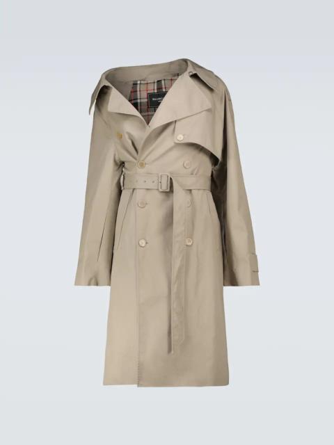 BALENCIAGA Off-shoulder Trench Coat in Beige