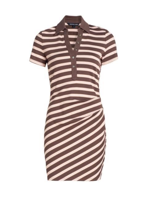 VERONICA BEARD Women's Lanier Striped Polo Minidress - Brown Stripe