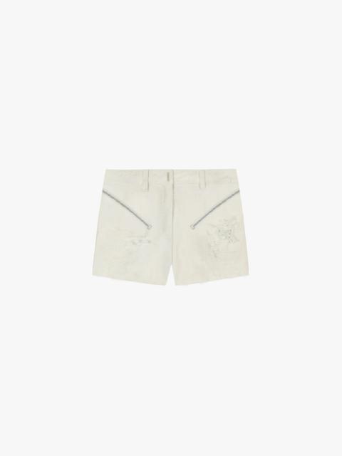 Givenchy SHORTS IN DESTROYED DENIM WITH METALLIC ZIP