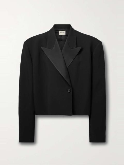 KHAITE Raymond cropped satin-trimmed crepe blazer