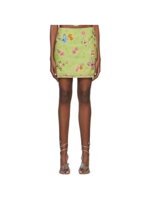 Green Polyester Mini Skirt