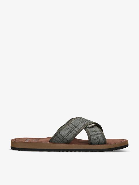 Barbour Toeman crossover-strap faux-leather sliders