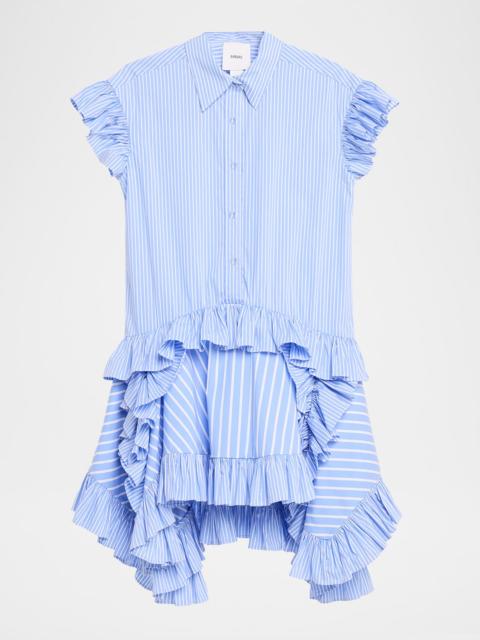 AKNVAS Mila Pinstripe Ruffled Poplin Dress