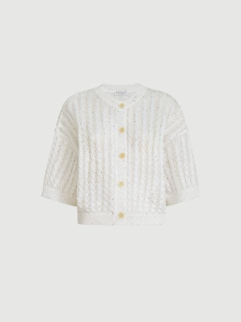 Brunello Cucinelli Linen dazzling cable openwork cardigan