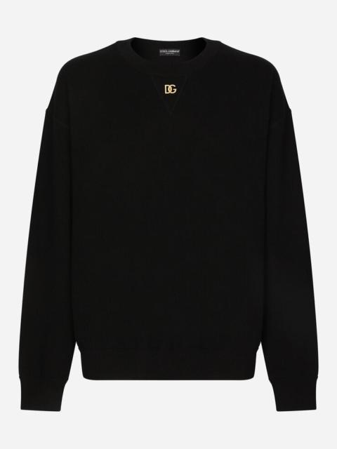 Cashmere round-neck sweater with DG logo
