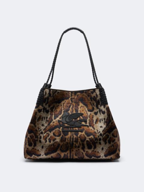 Etro Libra Large leopard-print velvet tote bag