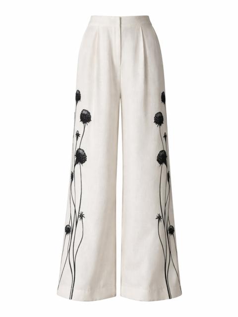 ANDRES OTALORA Lo Nuestro Embroidered Linen Wide-Leg Pants print