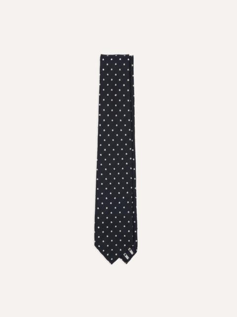 Drake's Navy Spots Shantung Silk Hand-Rolled Tie