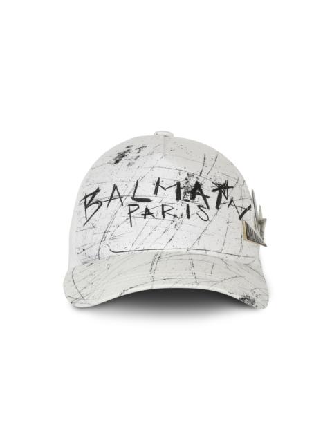 Balmain Cotton cap with graffiti Balmain logo