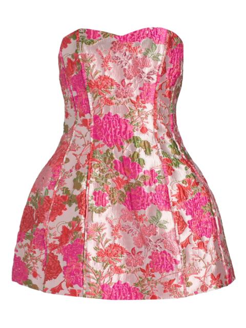 ELLIATT Women's Floralie Strapless Jacquard Tulip Minidress - Pink Floral