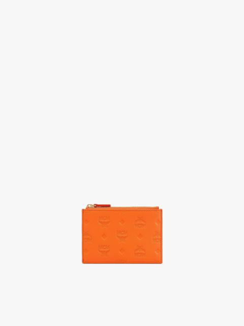 MCM Aren Zip Card Case in Embossed Monogram Leather