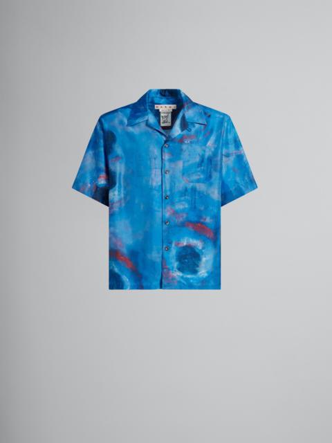 Marni BOWLING SHIRT WITH BUCHI BLU PRINT
