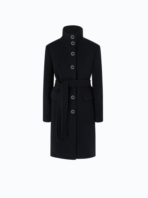 PINKO WOOL-BLEND COAT WITH HIGH NECK AND BELT
