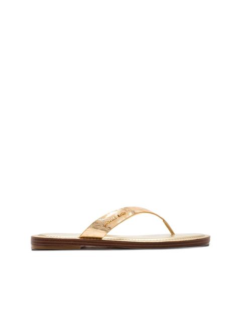 MICHAEL KORS Koko metallic-leather thong flip flop