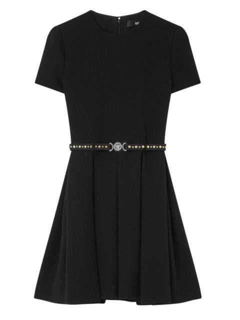 VERSACE A-line belted mini dress