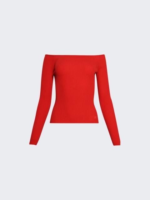 courrèges Off Shoulder Rib Knit Top Poppy