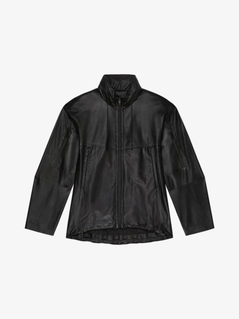 Givenchy WINDBREAKER IN LEATHER WITH REFLECTIVE DETAILS