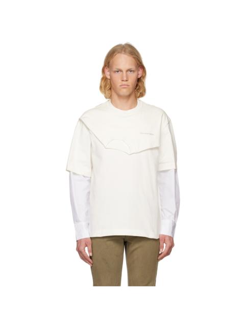 FENG CHEN WANG White Double Collar Long Sleeve T-Shirt