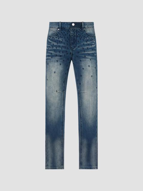 RTA Men's Curva Ultra Bryant Cross-Stitch Skinny Jeans - Coastal Rinse Allover Cross