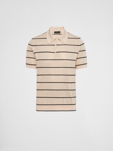 Silk and cotton knit polo shirt