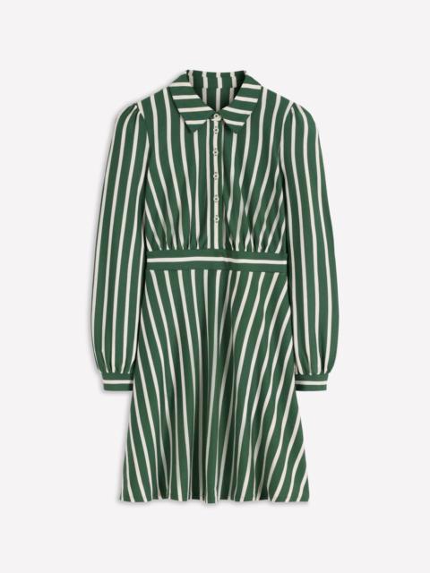 BODEN Orla Short Jersey Shirt Dress-Hunter Green and Ivory Stripe