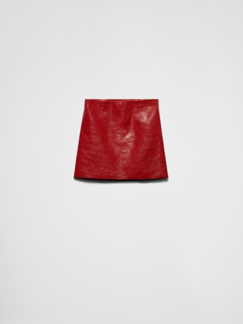 Craquelé leather miniskirt