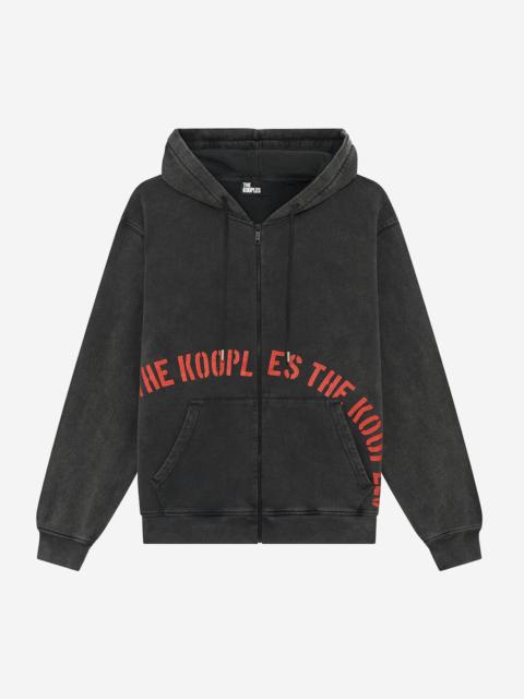 The Kooples ZIPPED SWEATSHIRT WITH BLACK SILK-SCREEN PRINT