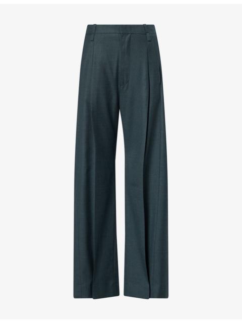 Victoria Beckham Ethel Tailored Pleated Wool Trousers