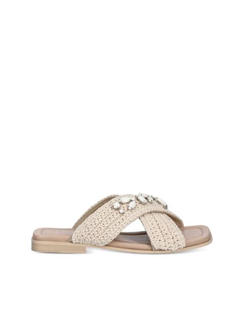 INUIKII cross-strap embellished slides