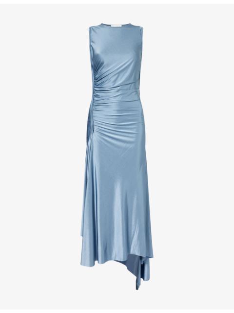 Victoria Beckham Twist Asymmetric-Hem Woven Midi Dress