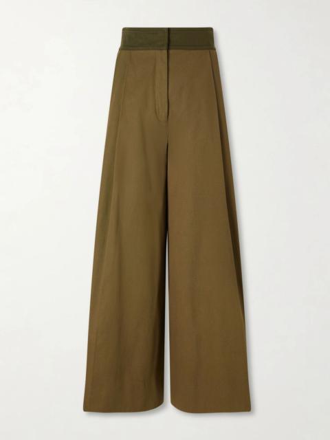 Zimmermann Valiant pleated cotton-twill wide-leg pants Green
