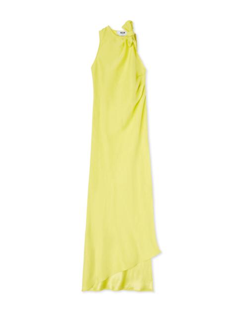 MSGM Blended linen and viscose long sleeveless dress