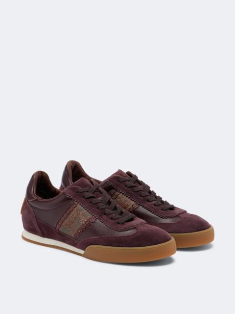 Etro Pegaso suede-trimmed leather sneakers
